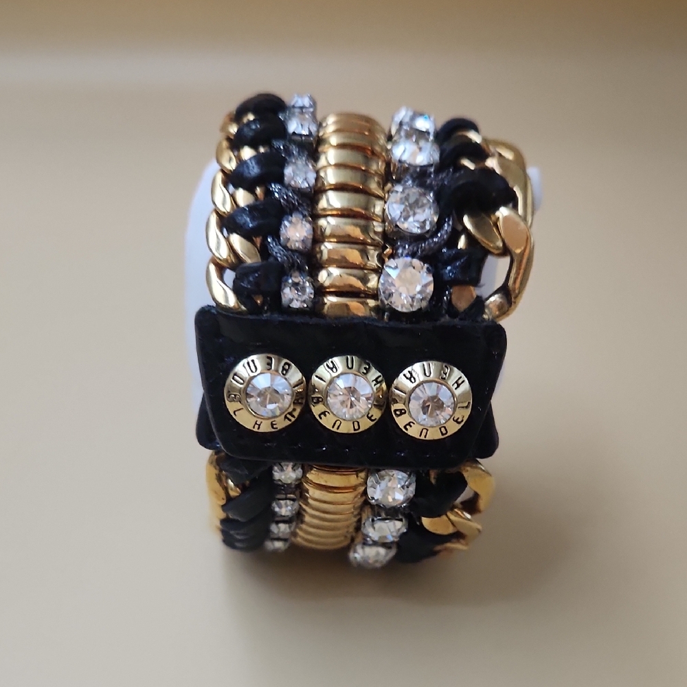 Henri Bendel- Chic Black and Gold Bracelet with Crystal Details
